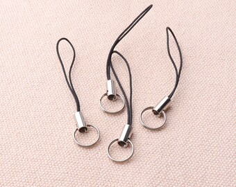 50pcs Black 57mm Cellphone Straps Phone Lanyards Straps Charms