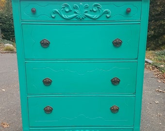 SOLD! Hand Painted Antique Shabby Chic Dresser in Florence Blue - LOCAL Pickup / Delivery Only