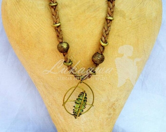 African Brown leather necklace,African Jewelry