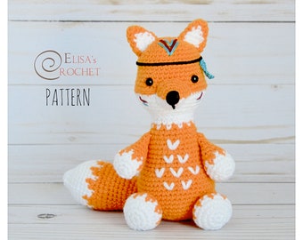 CROCHET PATTERN - Tribal Fox Amigurumi doll / Woodland Animal / Stuffed Doll / Easy Instructions / Handmade Plushie - pdf only