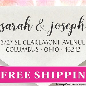 Address Stamp - Custom Return Address Stamp - Calligraphy Wedding Gift Stamp - Married address stamp Self-inking 4567