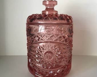 Imperial Glass Co. Azalea Pink Hobstar Cookie Jar