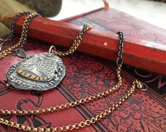 Three layered Bull and Bird Pendant