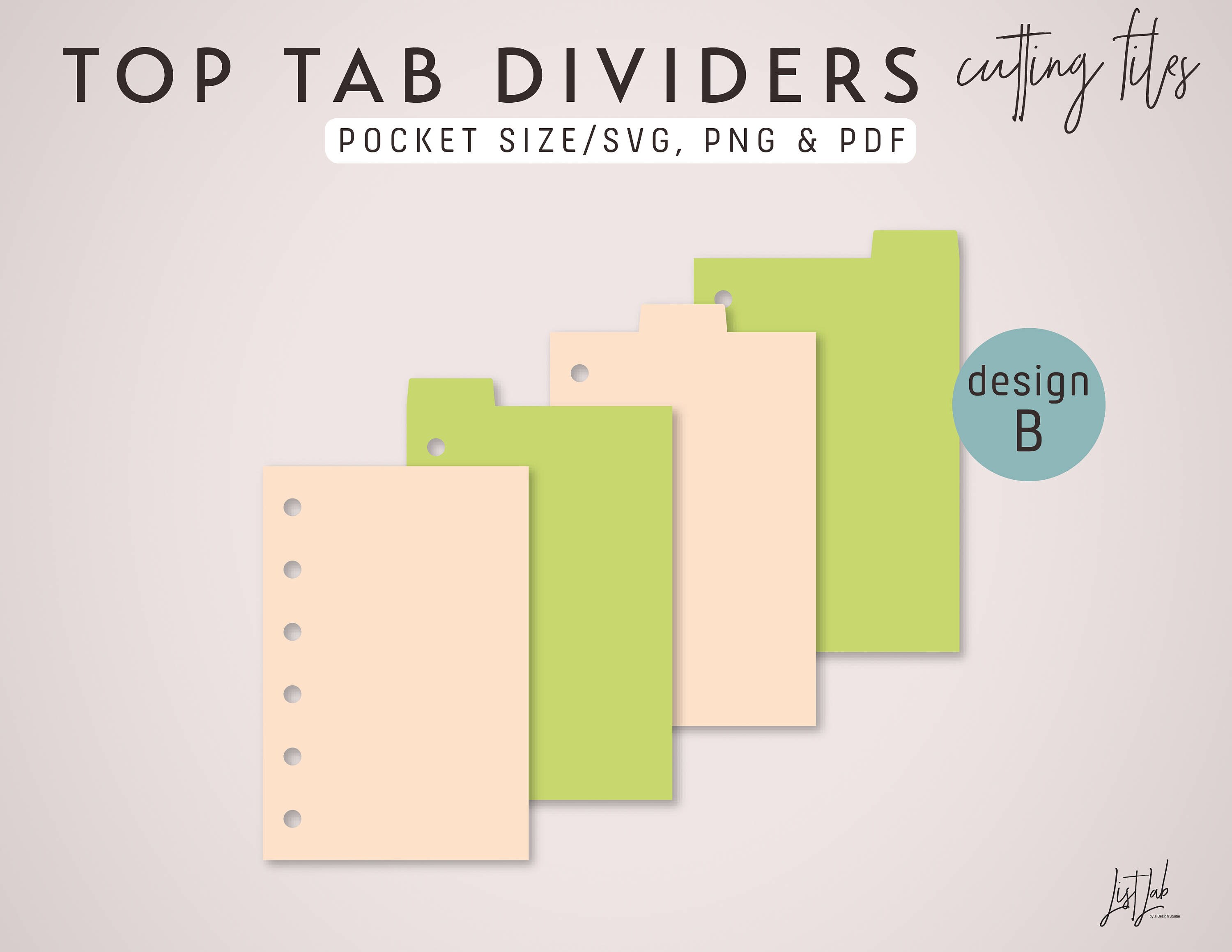3 TOP Tab DIVIDERS for Pocket Size Planner Die Cutting Files