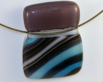 Blue and Purple Fused Glass Pendant