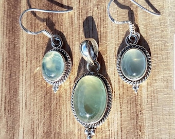 Jewelry set 925 solid sterling silver pendant with earrings Murano