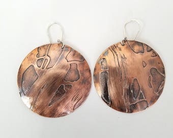 Etched Copper Earrings