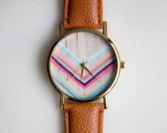 Boho Chevron Watch (Brown), Women Watches, Womens Watches, Women's Watches, Women Watch, Women's Watch, Boho Watch, Bohemian Watch, Chevron