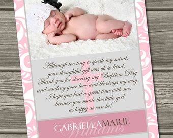 Christening Thank You Card, Baptism Thank You Card (Digital File) I Design, You Print