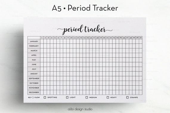 Period Tracker A5 Planner Inserts Monthly Tracker Daily