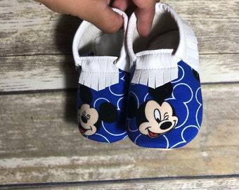 Mickey Mouse Moccs- Baby Moccs- Baby Moccasins by TexasMoccs