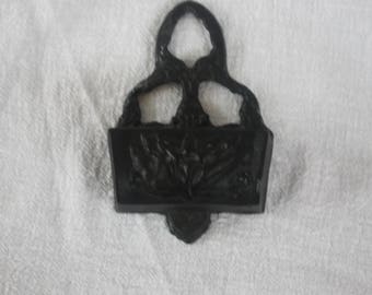 Vintage Cast Iron Black Match Holder