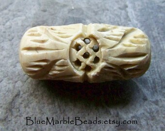 Carved Bead, Carved Stone Bead, Oval Bead, Unique Bead, Hand Carved Bead, Boho Bead, Tribal Bead, 1 Bead
