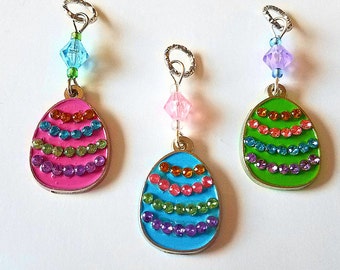 Hearing Aid Charms: Jeweled Easter Eggs with Glass Accent Beads! Also available as a matching mother daughter set!