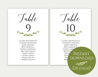Seating Chart Card Template