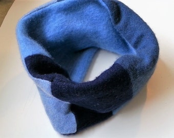 Neckwarmer, Cashmere Neck warmer, Gaiter, Upcycled Shades of Blue