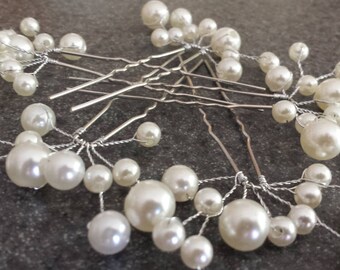 5pcs Bridal Hairpins Ivory Hairpins Wedding Hairpins Wedding Hair Accessories Pearl Hairpins Bridal Hair Pearl Hair Clips White Hairpins