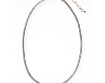 Antique Silver Tone Rope Necklace - 18 inches