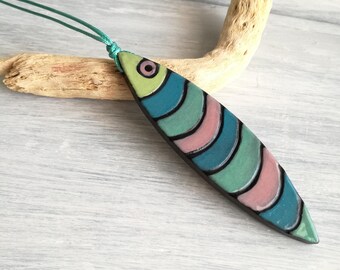Fish Necklace-Gifts for her-ceramics-necklace with pendant-hand-made ceramics-modern ceramic jewellery-Pendant