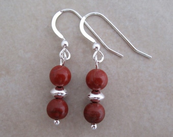 red jasper earrings sterling silver