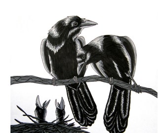 Four For A Birth - Raven Poem - Archival Art Print