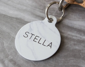 Personalised Faux Marble Pet ID Tag - Dog Name Identification