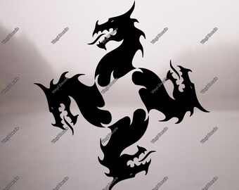 Dragon Vinyl Decal - Dragon Decal - Dragon Art - Dragon Laptop Decal - Dragon Wall Art - Dragon Car Decal - Dragon Vinyl - Tribal Dragon