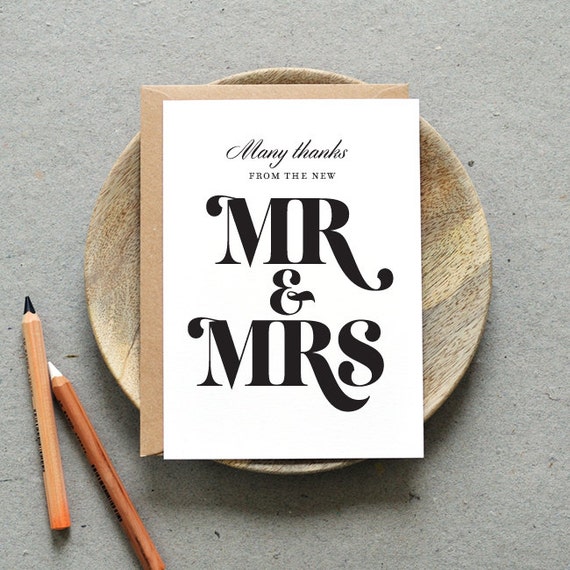 printable wedding thank you folded card pdf 'bold