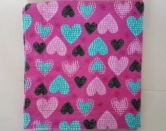 Receiving blanket toddler blanket flannel hearts extra large size