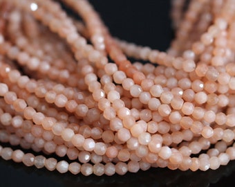 Peach Moonstone Faceted Rounds, 4.5 mm, 7 inches ,GM2103F0/4/2 #264