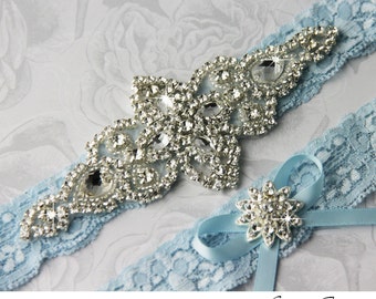Wedding Garter Blue, Blue Wedding Garter Set. Blue Lace Garter Set, Lace Wedding Garter, Something Blue, Personalized Garter