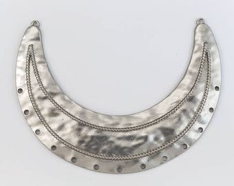 84mm Matte Silver 2 Loop Curved Collar Pendant with 13 Holes #MFB164
