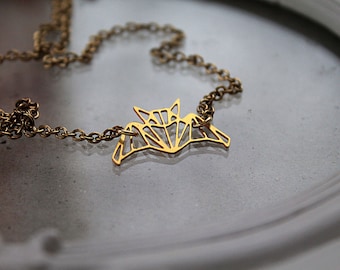 Golden bat necklace fantasy filigree geometric