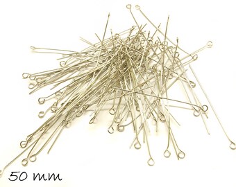 100 PCs. connection pins (eyelet) stainless steel Silver 50 mm