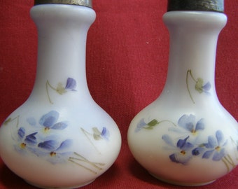 SALE Belle Ware Pair Violets Salt Pepper Shakers