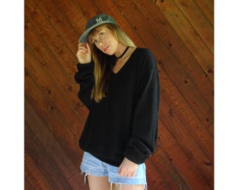 Ralph Lauren Black Wool Pullover Sweater - Vintage 80s - L