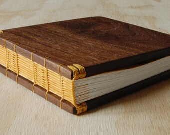 wood photo album unique wedding scrapbook rustic Black Walnut / wedding anniversary gift instant photo guestbook / made to order