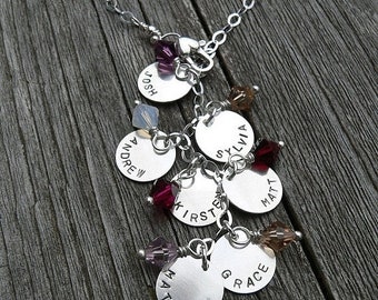 LIMITED TIME SALE Cascade Mothers or Family Necklace - Solid Sterling & Swarovski Birthstones
