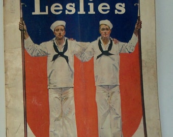 Leslie's Magazine 1918 World War One American Sailors on Cover War Photos World War One History and Illustrations