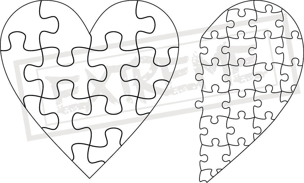 Heart Jigsaw Puzzle Template Collection DXF EPS SVG Zip File