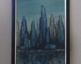 Vintage MCM Wall Art, 1960s Print, “Harbor View”, Turner Wall Accessory, F754, Mad Men Wall Art