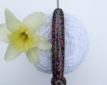 Multicolored Loom Hook. Knitting Loom Hook, Handmade, Polymer Clay