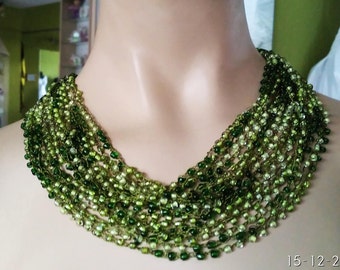 Emerald Necklace Handmade Necklace Beaded Necklace Czech Glass necklace Minimalist Necklace Classic Ready to ship