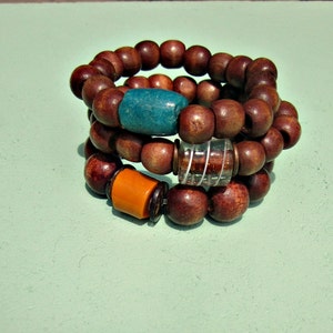 Stackable Stretch Wood and Glass Strong Elastic Bracelets Choose Your Style: State Fair