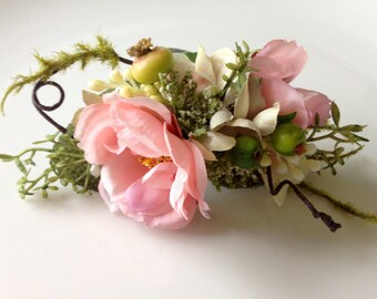 Bridal Hair Comb, Bridal Hair Clip, Wedding Flower Headpiece, Bridesmaid Hair Comb, Silk Flower Hair Comb, Woodland Wedding, Fairy Flower