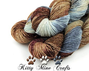Shipwrecked Superwash Merino and Lurex Yarn - 409 yards/ 373m - Sock Yarn - Knitting Supplies, Crochet - Sparkle, Glitter - Phat Fiber