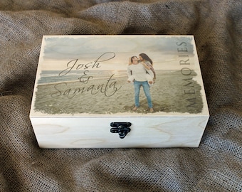 Customized photo wooden box, Memory box, Personalised custom photo box, Custom image jewelry box, Keepsake box with custom photo