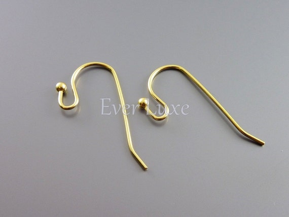 20 High quality hook ear wires earwires with a ball end gold