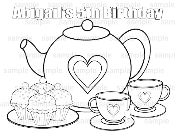 PRINTABLE Personalized Tea Party Birthday Party Favor