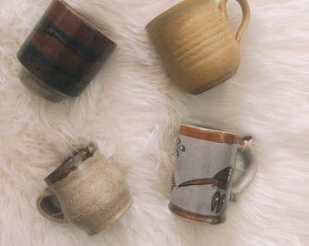 Collection of 4 vintage handmade mugs
